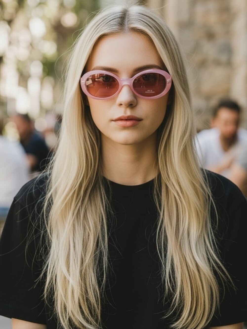 Pink Oval Retro Sunglasses, UV Protection